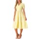 thumbnail image 2 of INSPIRE CHIC Vestido Midi de Cuadros para Mujer con Cuello en V, Manga Corta, Vestido de Verano con Volantes y Detalle de Botones Amarillo Talla L, 2 of 6