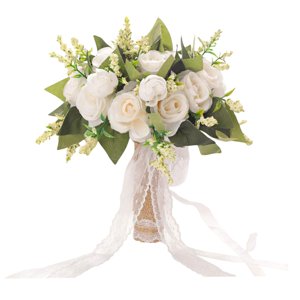 Bothyi - Novia Con Flores Boda Novia Ramo Para La Ceremonia De La Iglesia Decoraciones Blanco