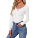 thumbnail image 4 of INSPIRE CHIC Top de Manga Larga con Cuello en V y Encaje Plisado para Mujer Camiseta Básica Térmica Ligera Capa Suave Elástica para Dormir M Blanco, 4 of 6