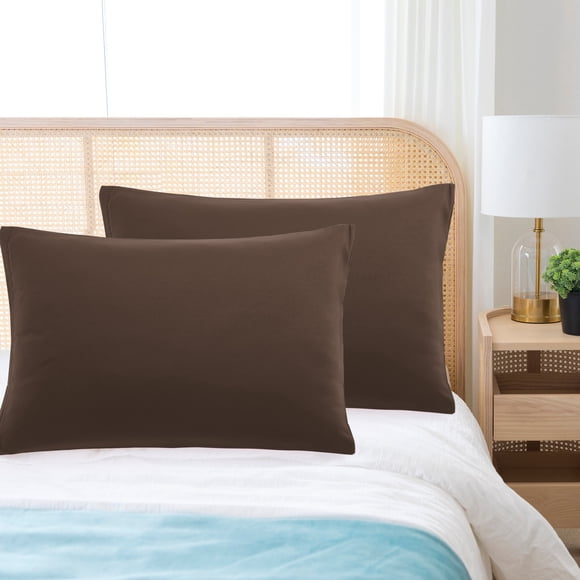 REGALWOVEN 1800 Funda de almohada transpirable de microfibra con cremallera, juego de 2, marrón no estándar 14"x20"