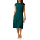 thumbnail image 1 of INSPIRE CHIC Vestido Plisado para Mujer Regreso a Clases Conjunto de Maestra Cuello Simulado Manga Corta con Cinturón Vestidos Línea A XL Verde, 1 of 6