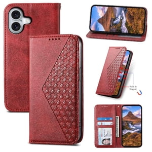 Funda Flip Foxdock Para Iphone 16 Pro , Estilo Billetera Con Diseño Rombo, Correa De Mano Y Soporte, Uso Diario