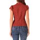 thumbnail image 3 of INSPIRE CHIC Blusa de Mujer para Regreso a Clases Lunares Lazo Cuello Volantes Manga Corta Top para Trabajar XL Rojo, 3 of 5