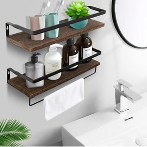 Hogarly - Set 2 Repisas Flotantes De Madera Y Metal