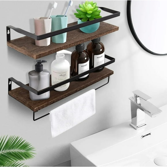 Set 2 Repisas Flotantes de Madera y Metal