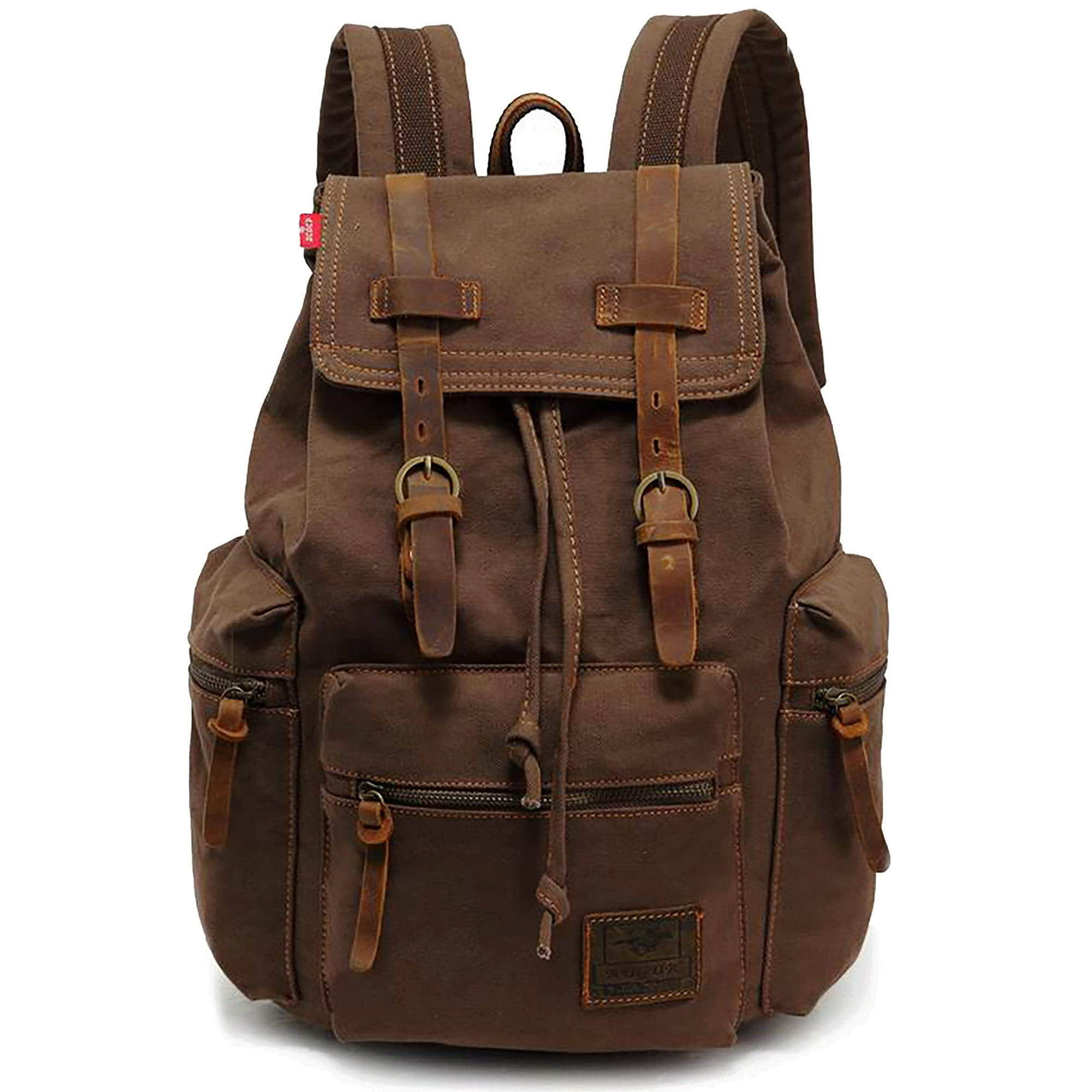 Mochila Huachen Vintage Canvas Con Detalles En Piel 20l M32