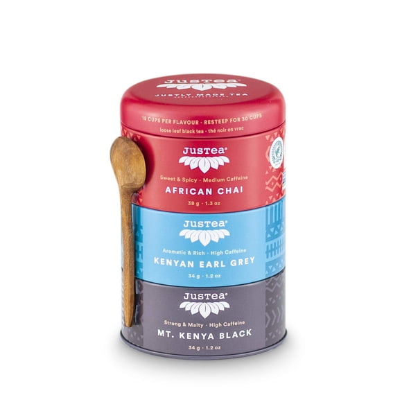 Trío de té negro suelto de alta cafeína JusTea