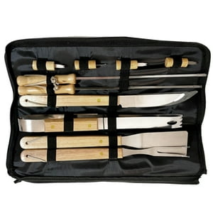 Importclick - Set Maletín Asado Parrilla Negro Con 10 Herramientas