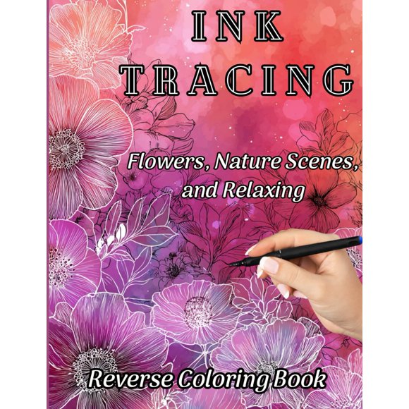 Libro para colorear Majosta Ink Tracing Botanicals con 35 páginas a todo color