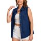 thumbnail image 4 of INSPIRE CHIC Camisa de Jean sin Mangas para Mujer con Botones y Cuello, Blusa de Mezclilla con Bolsillos, Talla M Azul Oscuro, 4 of 6