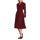 thumbnail image 4 of INSPIRE CHIC Vestido Midi Plisado de Línea A con Cuello Envolvente y Solapa para Mujer, Manga Larga, Talla M, Rojo Vino, 4 of 5