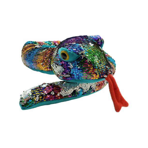 Peluche LMC Products con forma de serpiente con lentejuelas con forma de arcoíris, 150 cm