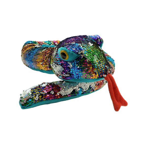 Peluche LMC Products con forma de serpiente con lentejuelas con forma de arcoíris, 150 cm