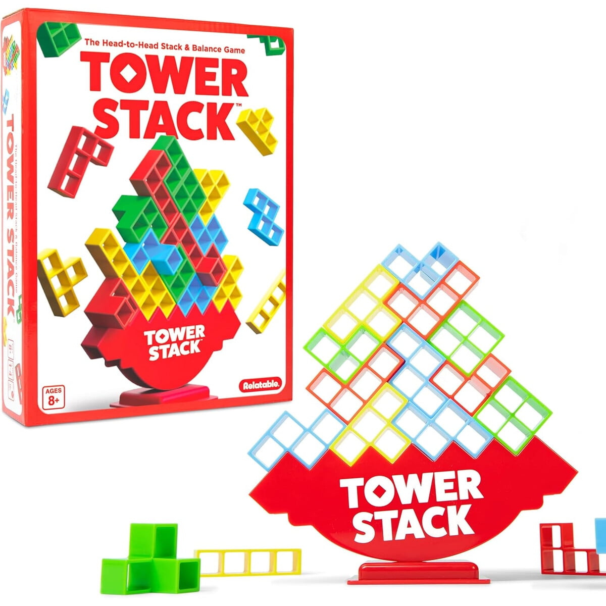 Tower Stack Relatable Juego De Apilar 24 Bloques 36 Cartas