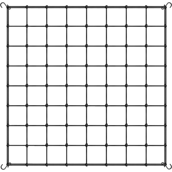 Red elástica de lujo para enrejado de plantas de 1,5 x 1,5 m, resistente, con ganchos, soporte hidropónico flexible para cultivo hidropónico (paquete de 1), color negro