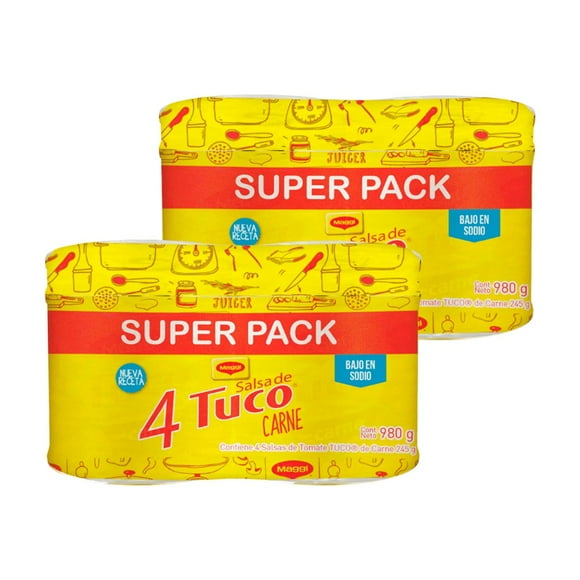 Pack salsa de tomates Maggi® tuco con carne pack 980g (4x35g) pack x2