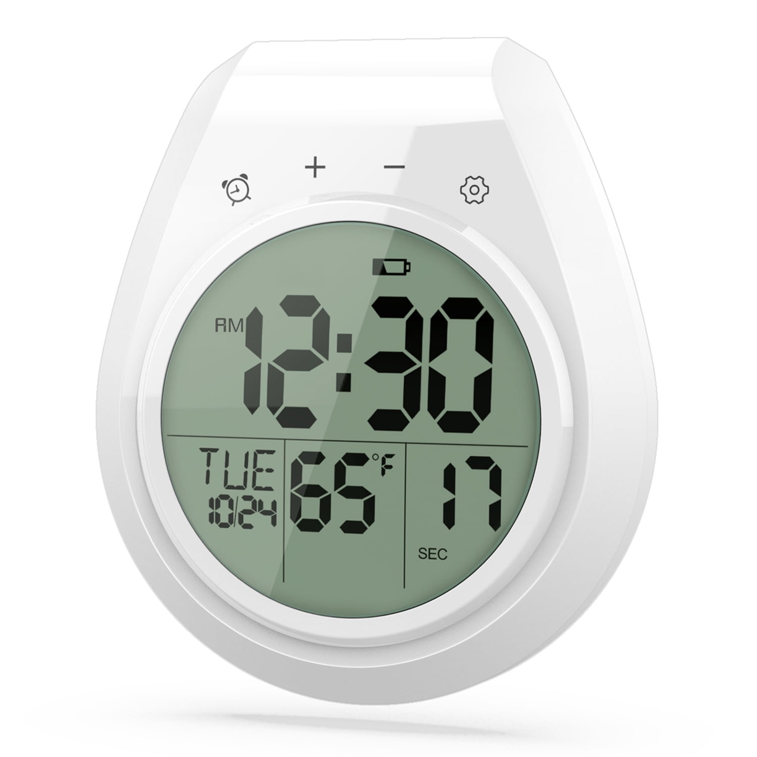 Xusx111 - Reloj De Ducha Impermeable, Reloj De Pared De Cocina De Baño Digital Con Pantalla Lcd, Formato De 12/24 Horas, Temperatura, Temporizador De Cuenta Atrás, Aspiradora, Agujero Colgante (blanco