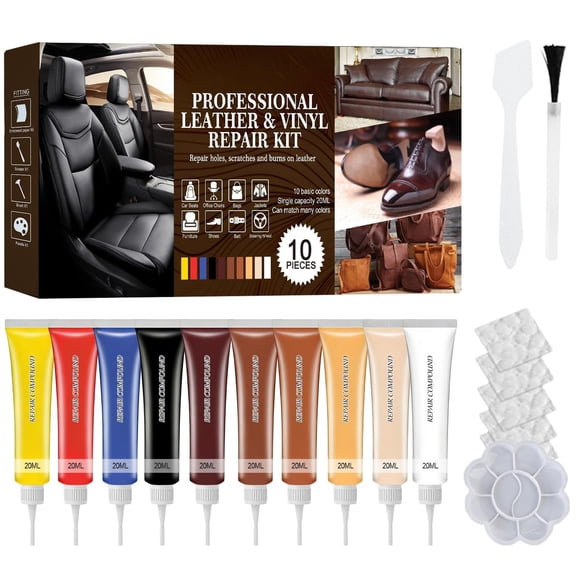 Kit De Reparación De Cuero Diy De 10 Colores Para Vinilo Muebles Y Auto