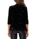 thumbnail image 3 of INSPIRE CHIC Chaqueta de Mujer Brillante de Lentejuelas Abierta sin Cuello de Manga 3/4 de Terciopelo Negro Talla S, 3 of 6