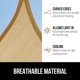 thumbnail image 5 of Vela de Sombra GORILLA GRIP 3.7x3.7m Resistente a UV Arena, 5 of 9