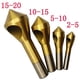 thumbnail image 3 of 4pcs revestido de titanio Countersink Chamfer Tool Deburring Tool Set Metal Wood Drill Bits 2-5mm 5-10mm 10-15mm 15-20mm (oro), 3 of 3