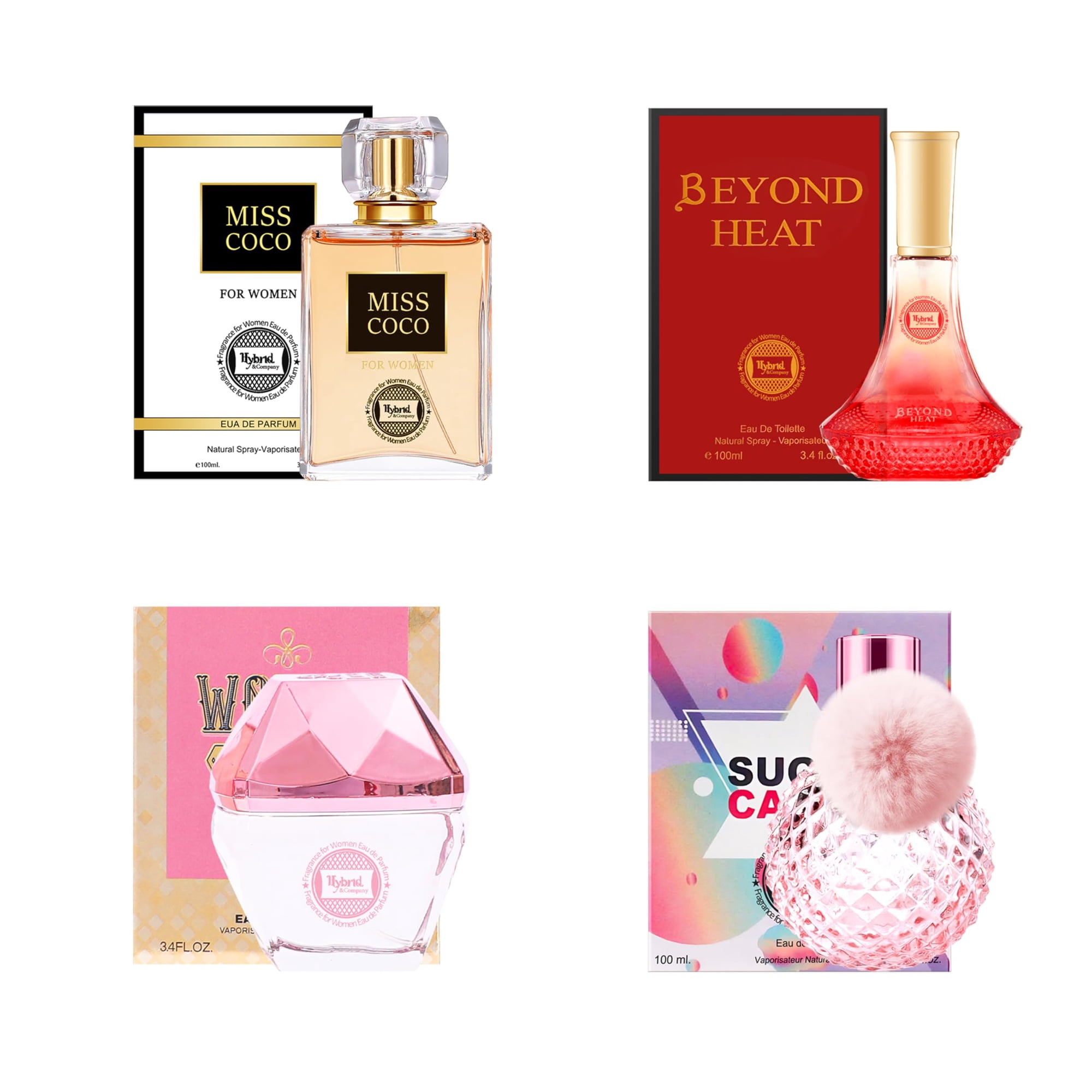 Set De Perfumes Hybrid & Company Para Mujer De 4 Piezas, Spray Fresco