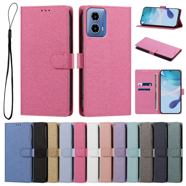 Cartera Protectora para Motorola Moto G34 con Soporte, Rojo Rosa