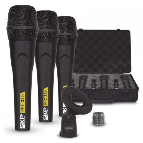 Kit 3 Microfonos Dinamicos Alambricos SKP PRO 33K