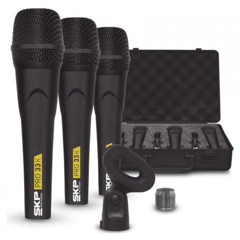 Kit 3 Microfonos Dinamicos Alambricos Skp Pro 33K