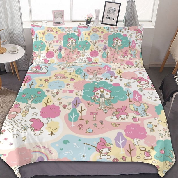 Cartoon My Melody 3 Pieces Bedding Sets Soft Comforter Sets Decor Bedroom Gifts