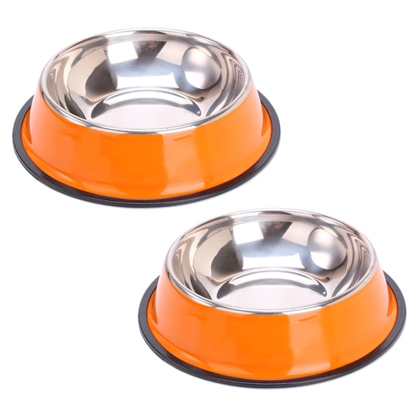 Cuencos de acero inoxidable para perros, antideslizantes, apilables, para comida y agua (paquete de 2)