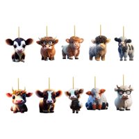 Bothyi - 10 Piezas Vaca Navidad Coche Colgante Adorno Acrílico Material Coleccionable