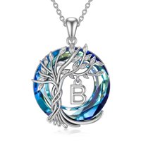 Collar Heshpaws Tree Of Life Con Inicial A-Z Azul