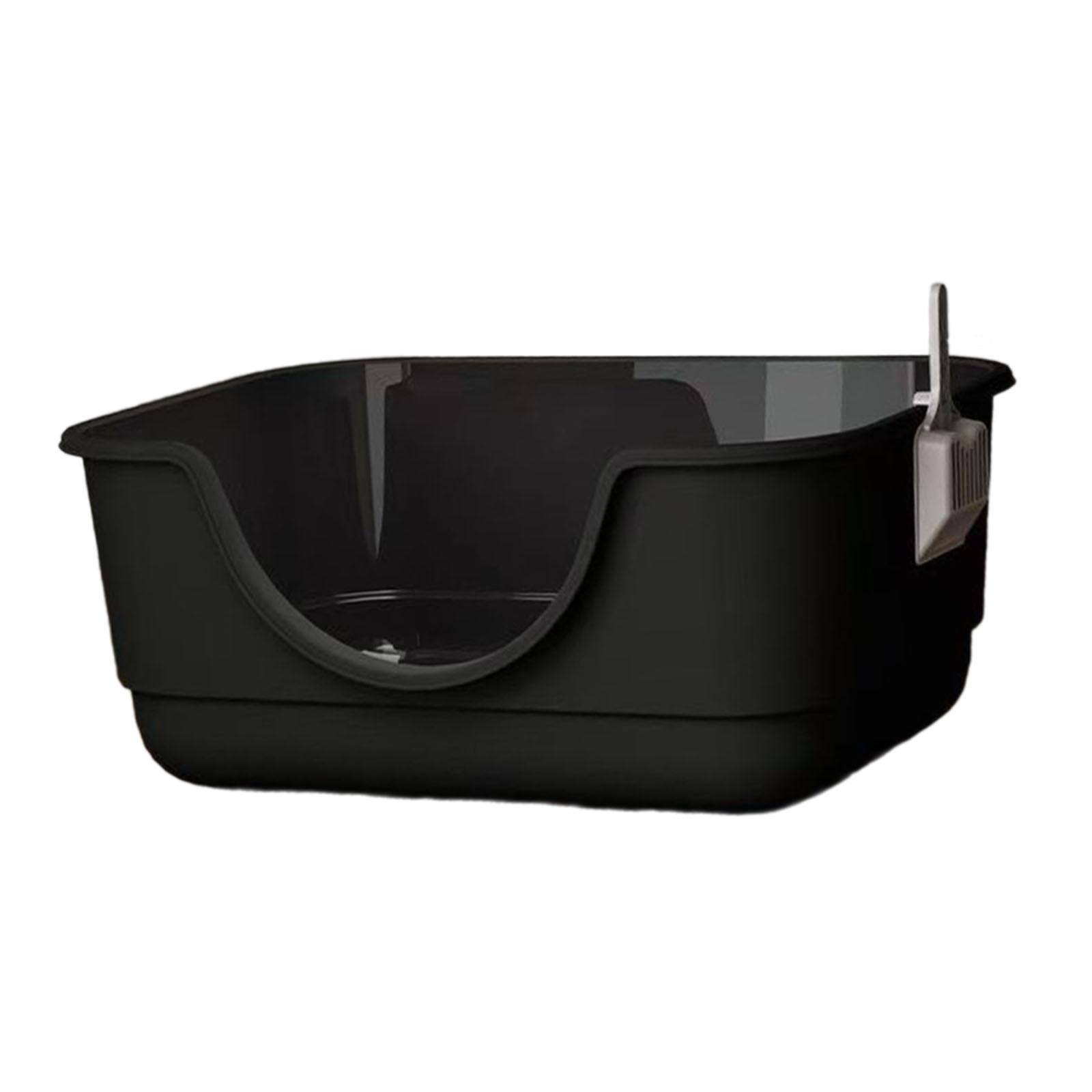 Magideal - Caja De Arena Abierta Con Cucharada Para Gatos Pequeños Y Grandes Gatos Gatos Gatos Bedpan Chillones De Lámina De Gato Cajas De Arena De Arena Gatita Negro