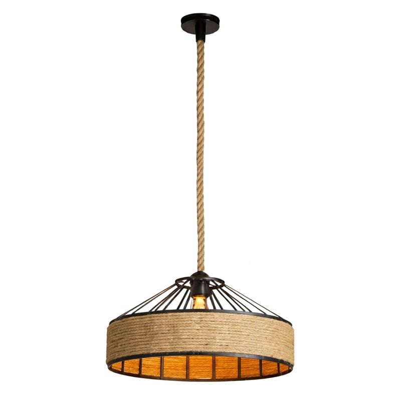 Genérico - Lámpara Colgante Vintage Cáñamo Aluminio Estilo Rústico 40cm