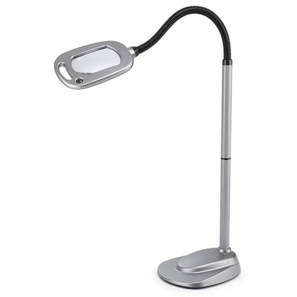 Lámpara de pie con lupa LIGHT IT! MultiFlex de 6" con 12 LED, color plata