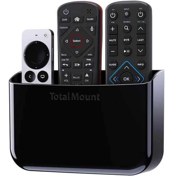 Soporte para controles remotos TotalMount sin agujeros, Premium negro para 2-3 controles