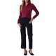 thumbnail image 2 of INSPIRE CHIC Camisa de Trabajo de Manga Larga con Botones y Bloque de Color para Mujeres de Regreso a Clases XS Sólido Vino Rojo, 2 of 6