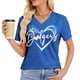 thumbnail image 2 of Camiseta de béisbol para mamá Talovee para mujer, cuello en V, azul, talla M, 2 of 5