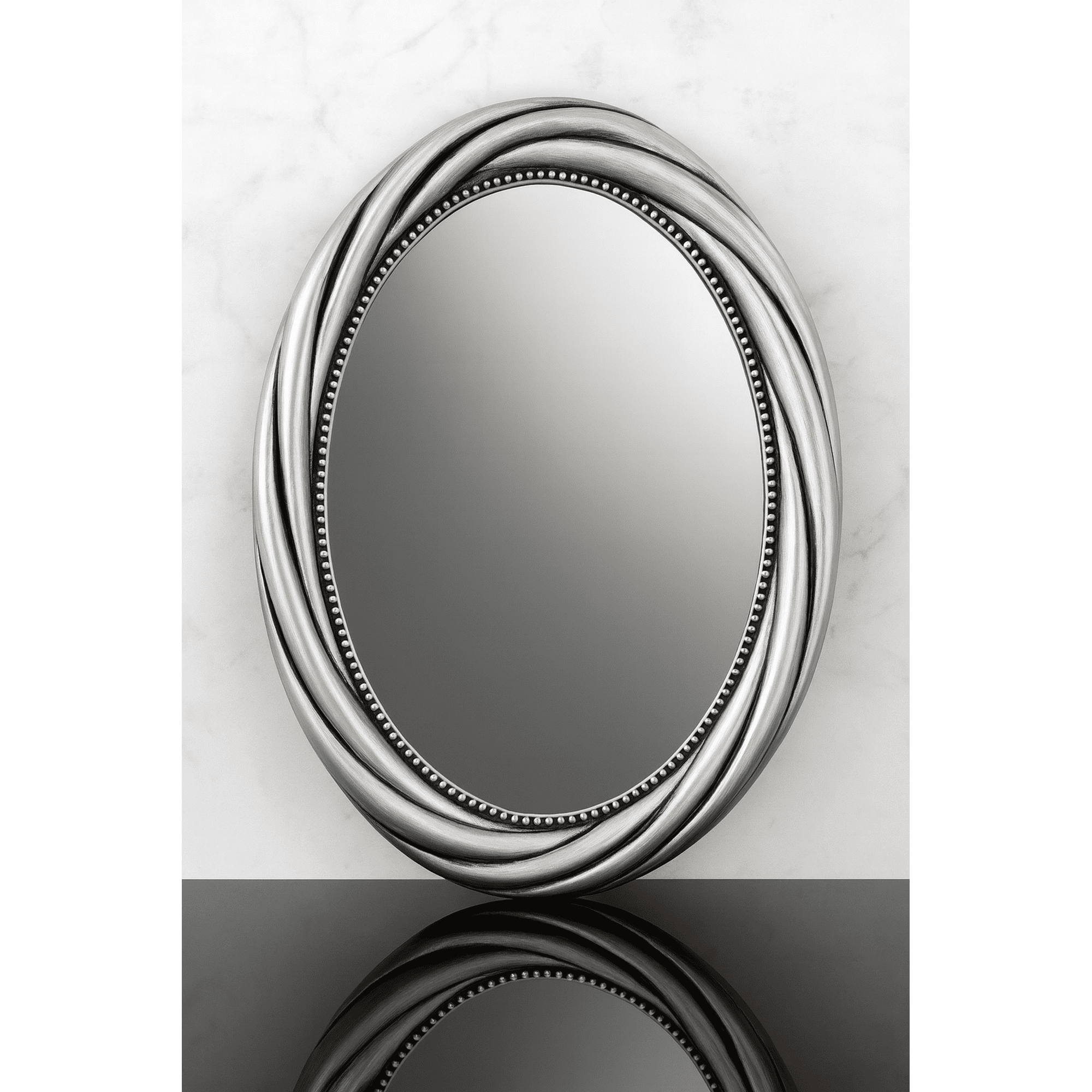 Decostilo - Espejo Decorativo Ovalado Moderno Con Marco Plateado