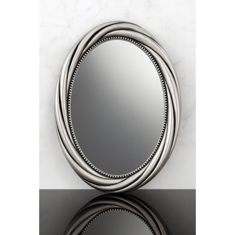Decostilo - Espejo Decorativo Ovalado Moderno Con Marco Plateado