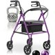 thumbnail image 1 of Andador rollator Vive Mobility de acero, plegable, angosto, morado, 1 of 9