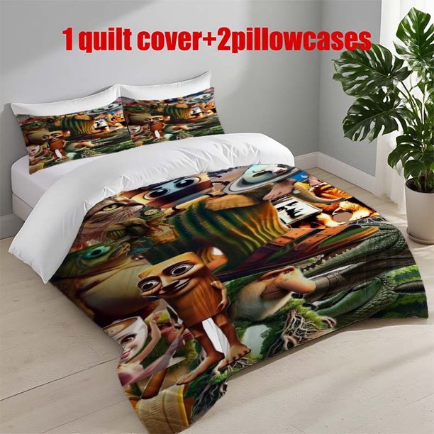 3pcs Brainrot Collage Art Print Bedding Set Duvet Cover and Pillowcases