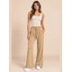 thumbnail image 4 of Pantalón Mujer Flare Pierna Ancha Cintura Elasticada Camel, 4 of 8