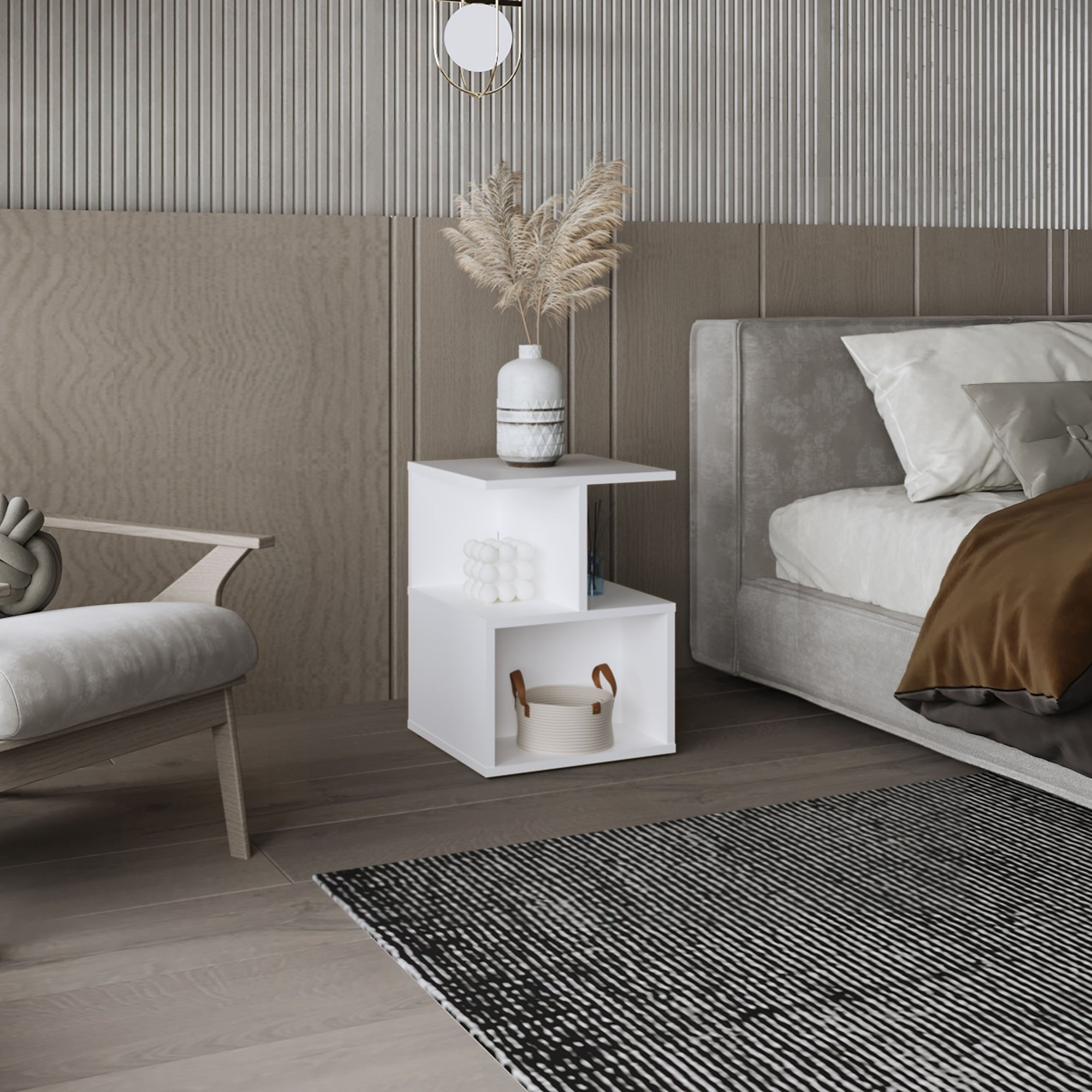 Tuhome - Velador 2 Posiciones Ocaso Blanco 48,2x35x35 Cm