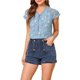 thumbnail image 5 of INSPIRE CHIC Blusa Floral de Mujer con Manga Corta de Gasa Casual con Volantes Azul XS, 5 of 7