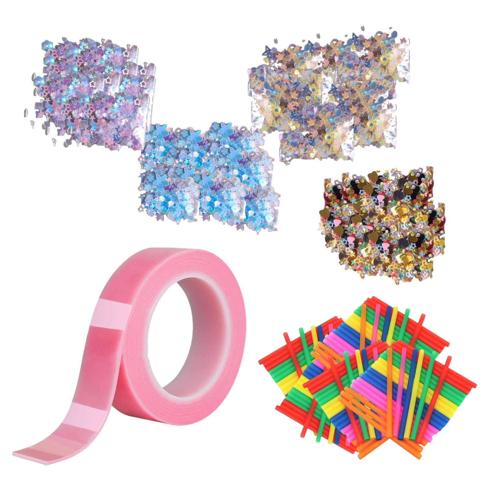 Magideal - Cinta Adhesiva De Doble Cara, Con Forma De Bola Y Pajitas, Divertida Para Adultos Y Niños, Multifuncional, Juguete Sensorial, Relajante, Para Hacer Burbujas, Nanocinta. Rosa