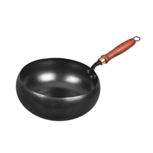 Bothyi - Wok De Hierro Con Mango De Madera Martillado A Mano De 9,45 Pulgadas Para Hoteles, Campings Y Restaurantes.