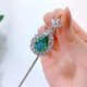 thumbnail image 5 of Collar Colgante de Aniversario de Piedra Preciosa con Diamantes de Alto Carbono de Turmalina Pera Paraiba en Plata Esterlina 925 Joyería Fina, 5 of 6
