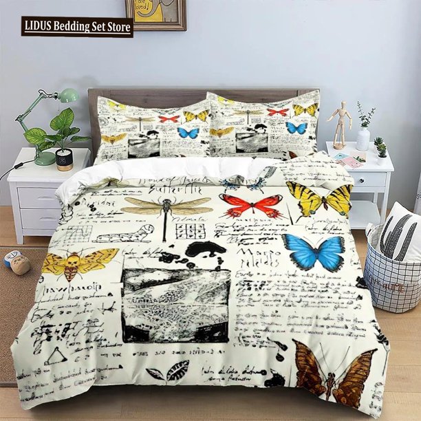 x2575 Bed SheetsButterfly Bedding Set Flower Duvet Cover Quilt Cover With Zipper Polyester Comforter Set Kid Girl Christmas Gift 3-Piece Bedding Set (1 Duvet Cover + 2 Pillow Shams) nj2575